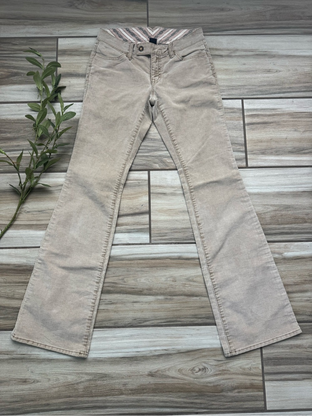 Gap Corduroy Flare Pants 2 Long Beige Low Rise Bootcut Y2K Boho 70s
